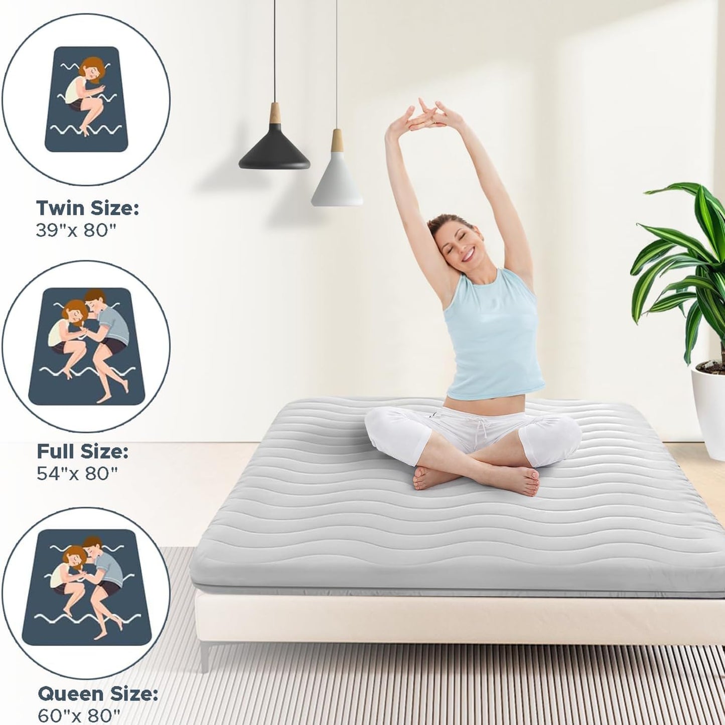 Japanese Futon Floor Mattress, 100% High Density Comfortable Foam, 3.5" Thicken Foldable Mattress Tatami Mat Sleeping Pad, Ideal for Comfort and Support, Kids Floor Lounger Pillow Bed Sofa (Twin）