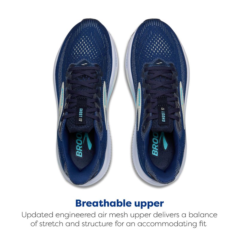 Brooks Women’s Ghost 17 Neutral Running Shoe - Navy/Green/Turquoise - 13 Narrow