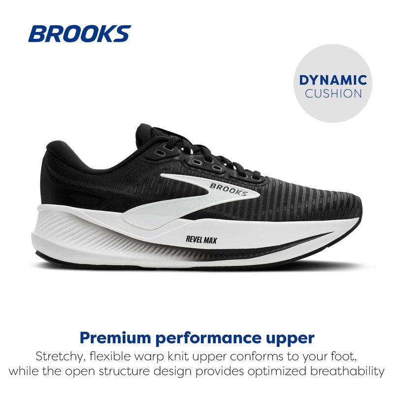 Brooks Women’s Revel Max Neutral Running & Walking Shoe - Black/Grey/White - 10 Medium