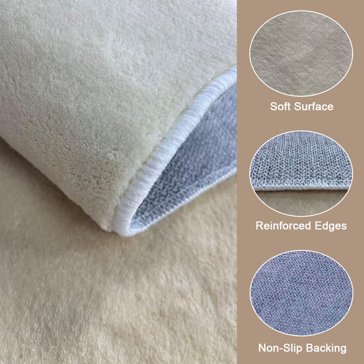 Minimalist Cream Beige Irregular Area Rug 5x8 Modern Abstract Shaped Rugs for Living Room Guestroom Meetingroom Unique Designer Low Pile Washable Carpet Funky Boho Bedroom Home Office Anti Slip Mats