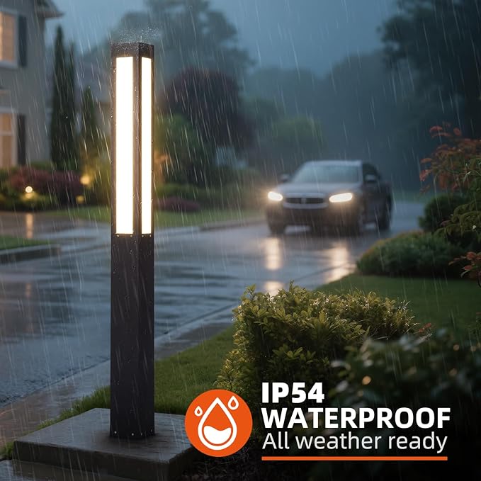 71" Outdoor Pathway Lights, Tall Landscape Path Light Waterproof, Modern Driveway Bollard Lights, Aluminum Walkway Lamp 15W LED Lighting Sideway Light for Lawn Garden Patio Yard Illumination