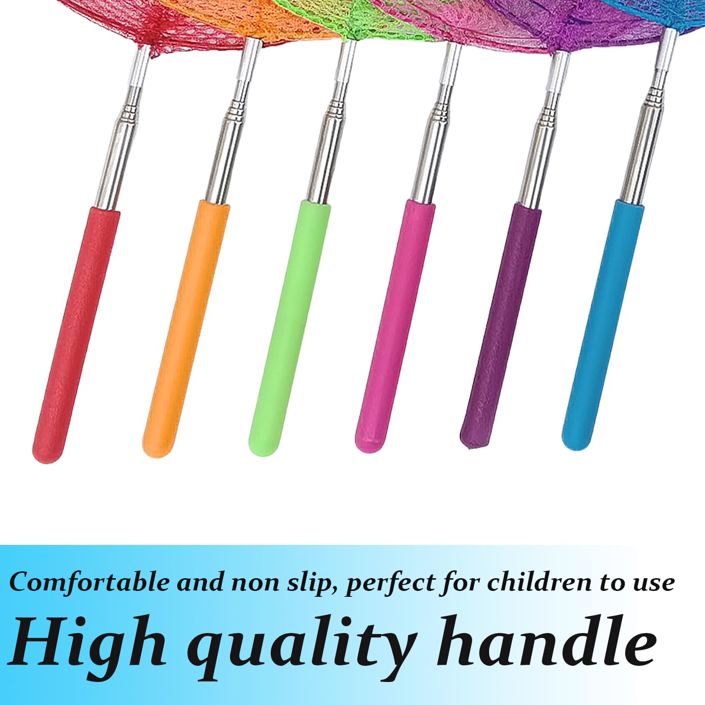 6 Pack Telescopic Butterfly Nets, Insect Catching Nets, Fishing Net, Nature Exploration Toys for Kids Outdoor Playing