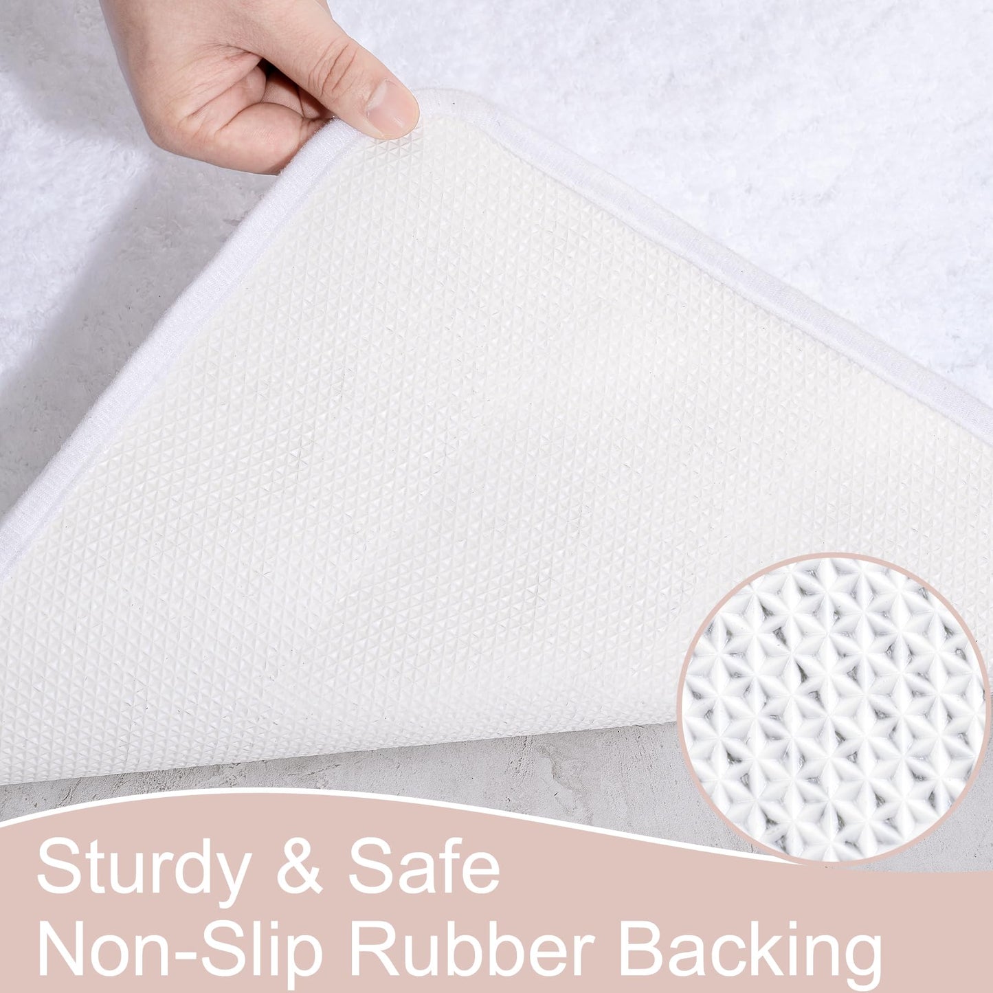 AROGAN Luxury Long Bathroom Runner Rug, 24x60 Inch Thick Soft and Absorbent Non Slip Bath Mat, Rubber Backing Quick Dry Rugs Carpets, Machine Washable Plush Mats for Shower Floor, White