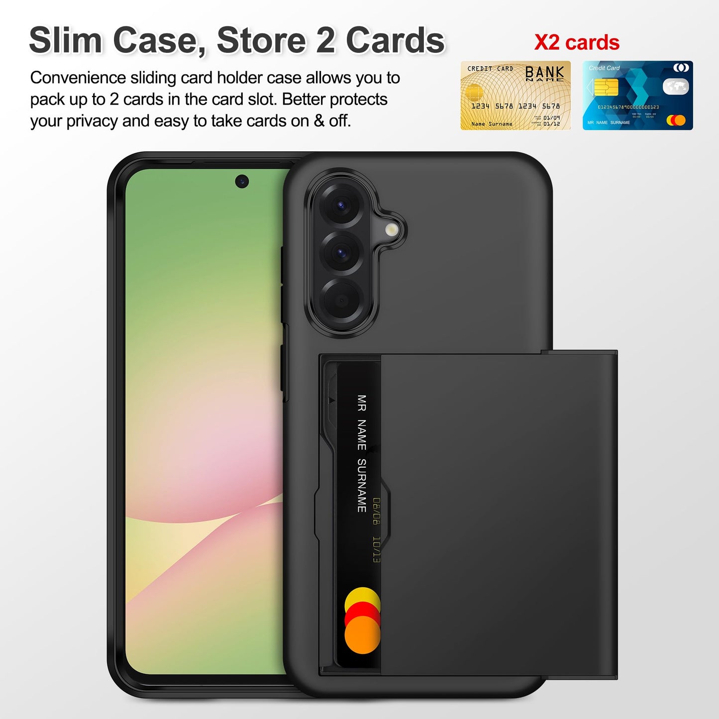 SAMONPOW for Samsung Galaxy A56 5G Case with Card Holder Wallet Case Heavy Duty Women Men Protective Dual Layer Shockproof Hidden Card Slot Slim Wallet Phone Cover for Samsung Galaxy A56 5G, Black