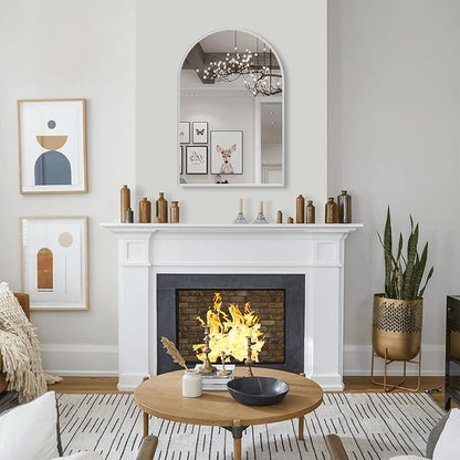 30" x 48" Silver Arched Mirror, Arch Wall Mirror, Metal Frame Black Bathroom Mirror, Arched Top Bathroom Vanity Mirror for Living Room, Bedroom, Entryway, Tempered Glass, Shatter Proof