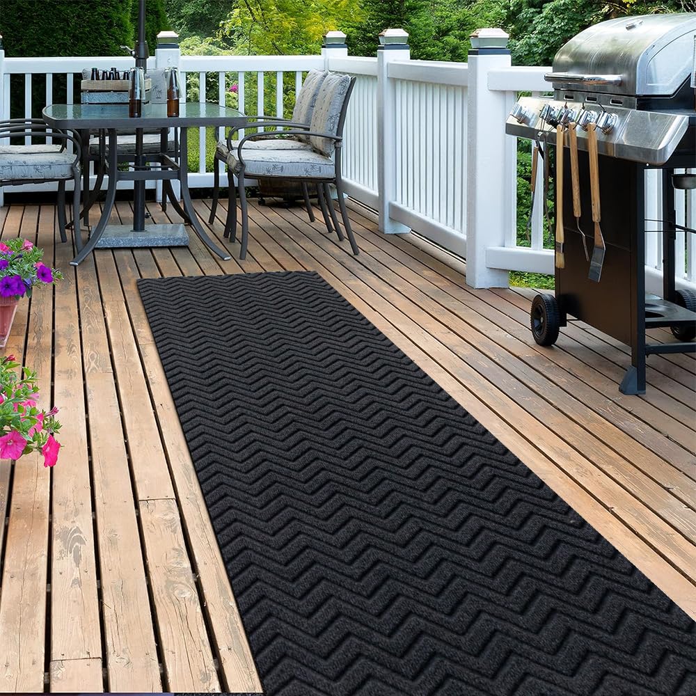 LITA Customized Size Hallway Runner Rug with Rubber Backing, Backed Non-Slip Waterproof, Washable Outdoor Indoor Carpet for Floor, Entryway, Kitchen, Laundry, Balcony, Garage, Gray Triangle, 2' x 6'