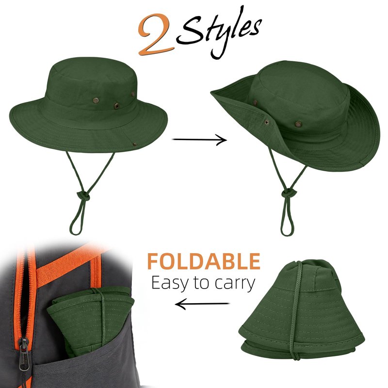 Sun Hats for Men Women Boonie Hat Foldable Fishing Hat UPF 50+ Bucket Hat for Fishing Hiking Garden Safari Beach