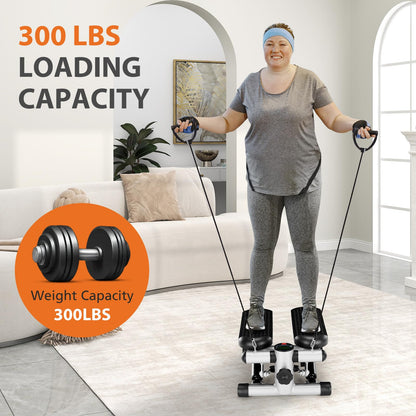 Sweetcrispy Mini Stair Steppers with Resistance Bands for Exercise at Home, Portable Exercise Twist Stepper Machine for Full Body Workout, 300LBS Capacity