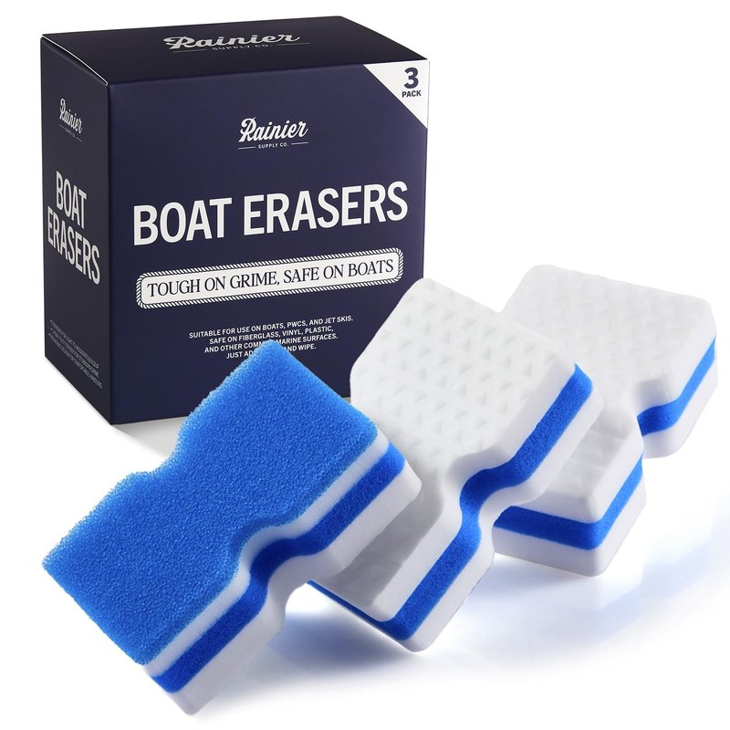 RainierSupplyCo Boat Scuff Eraser - Magic Boat Erasers for Cleaning Seats, Hulls, & Interiors - Non-Toxic & Safe for Vinyl, Leather & Fiberglass Surfaces - Ideal for Pontoon and Marine Cleaning Kits
