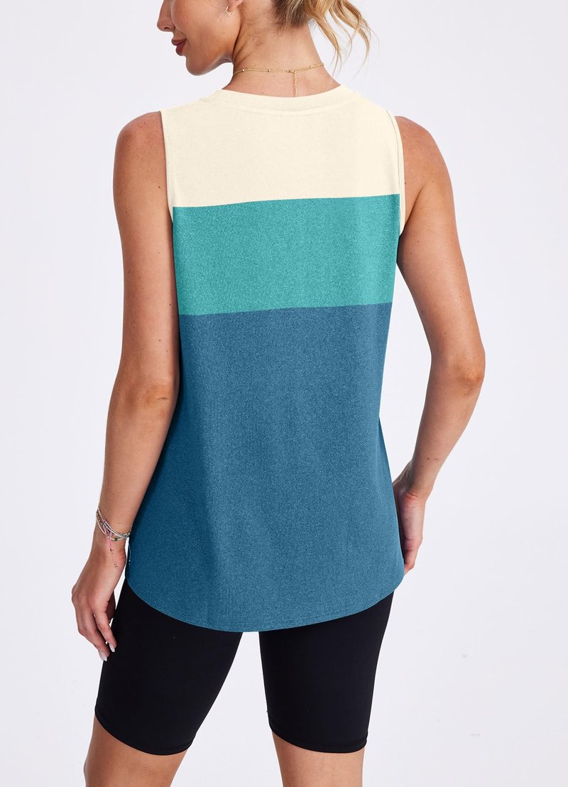 Workout Tank Tops for Women Athletic Running Sleeveless Shirts Activewear Gym Yoga Tops White Green Blue XXL