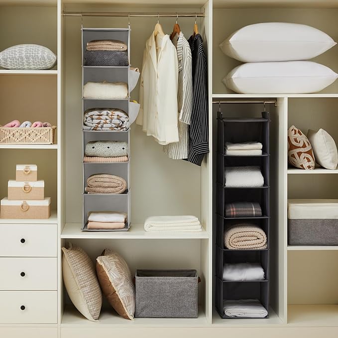 YOUDENOVA Hanging Closet Organizer and Storage, 6-Shelf Closet Hanging Shelves