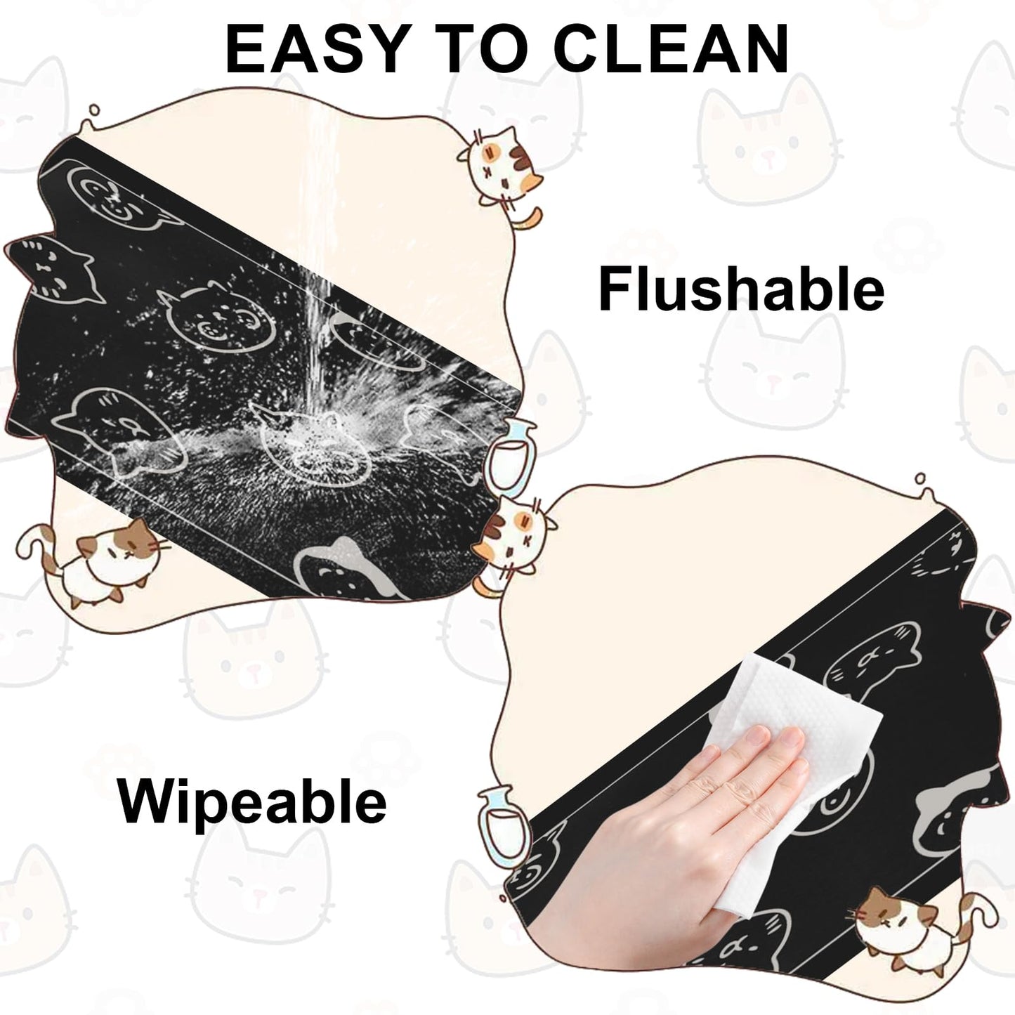 Pet Feeding Mat, Absorbent Dog Mat, Quick Dry Pet Food Mat Cat Feeding Mat Pet, Quick Dry Water Dispenser Mat Pet Supplies for Dog and Cat (Black, (12"x19"))