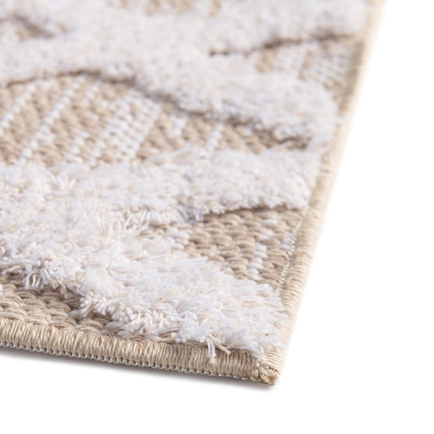 Rugs.com - Sabrina Soto Casa Rug – 5' 3 x 8' Beige Cotton Textured Rug – Modern Tribal Design for Living Rooms, Bedrooms, and Offices