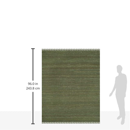 SAFAVIEH Natural Fiber Collection Area Rug - 5' x 8', Green, Handmade Boho Fringe Woven Jute, Ideal for High Traffic Areas in Living Room, Bedroom (NF368G)