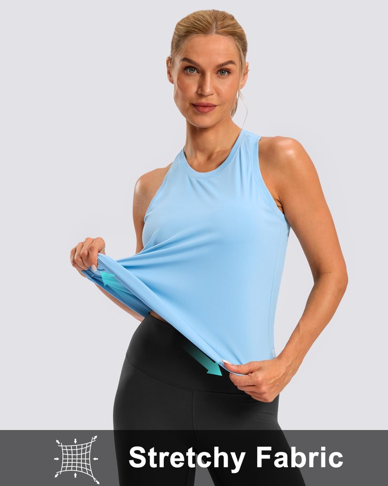 G Gradual Women's Workout Tank Tops Racerback Athletic Yoga Tops Loose Fit Sleeveless Running Gym Sports Shirts for Women(Haze Blue,S)