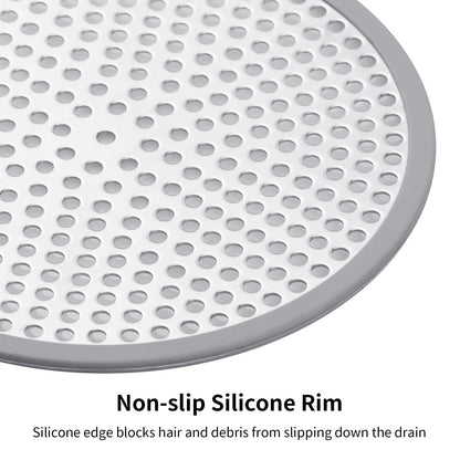 Ohtomber Shower Drain Hair Catcher - 2PCS 4.72” Shower Stall Sink Drain Cover Strainer, Stainless Steel Bathtub Hair Filter Trap Stopper, Bathroom Floor Screen Protector with Silicone Rim