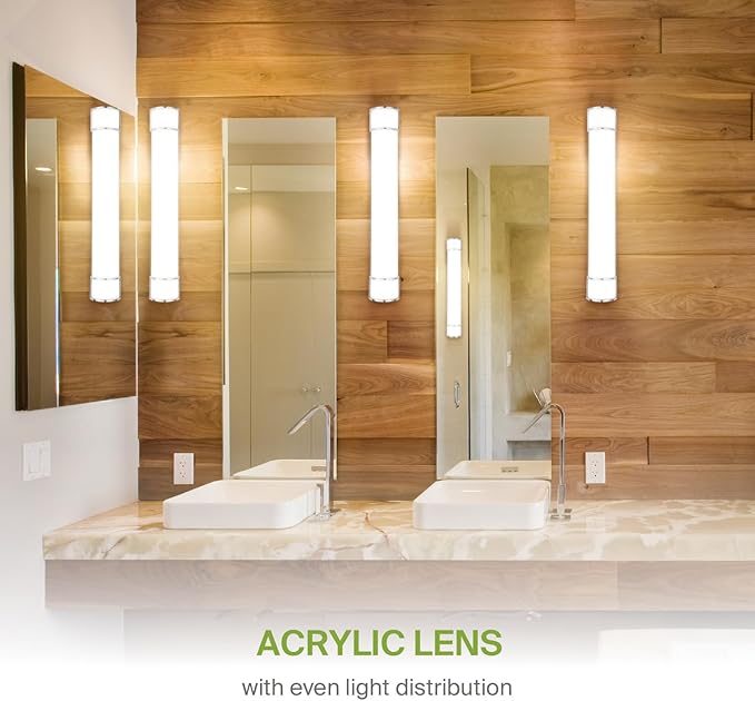 ASD LED 36" Vanity Flush Mount Light Fixture, Linear Bathroom Lighting Bar | 3CCT, Dimmable, Energy Star, ETL Listed | 30W 2650LM 3000-5000K 120V | Long Bath Wall Sconce Over Mirror | Nickel, 2 Pack