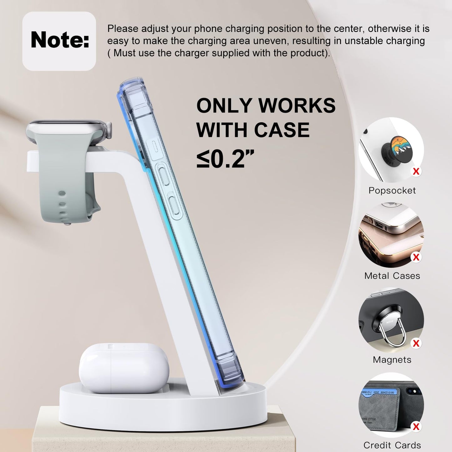 3 in 1 Charging Station for iPhone, Wireless Charger for iPhone 17 16e 16 15 14 13 12 11 X Pro Max & Apple Watch - Wireless Charging Station for AirPods 4 3 Pro