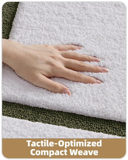 Color&Geometry Extra Soft Absorbent Microfiber Bath Rugs, Non-Slip Bathroom mat, Small Washable Plush Bath Mats for Bathroom, Shower, Tub, Laundry, 17x30, White Green