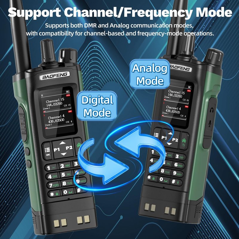 BAOFENG DM32 Ham Radio Handheld DM-32UV Walkie Talkies Long Range with NOAA Emergency Weather | 10W Rechargeable (4PCS Batteries) DM-32 DMR Radio with GPS,USB-C Charging for Survival Gear Hunting