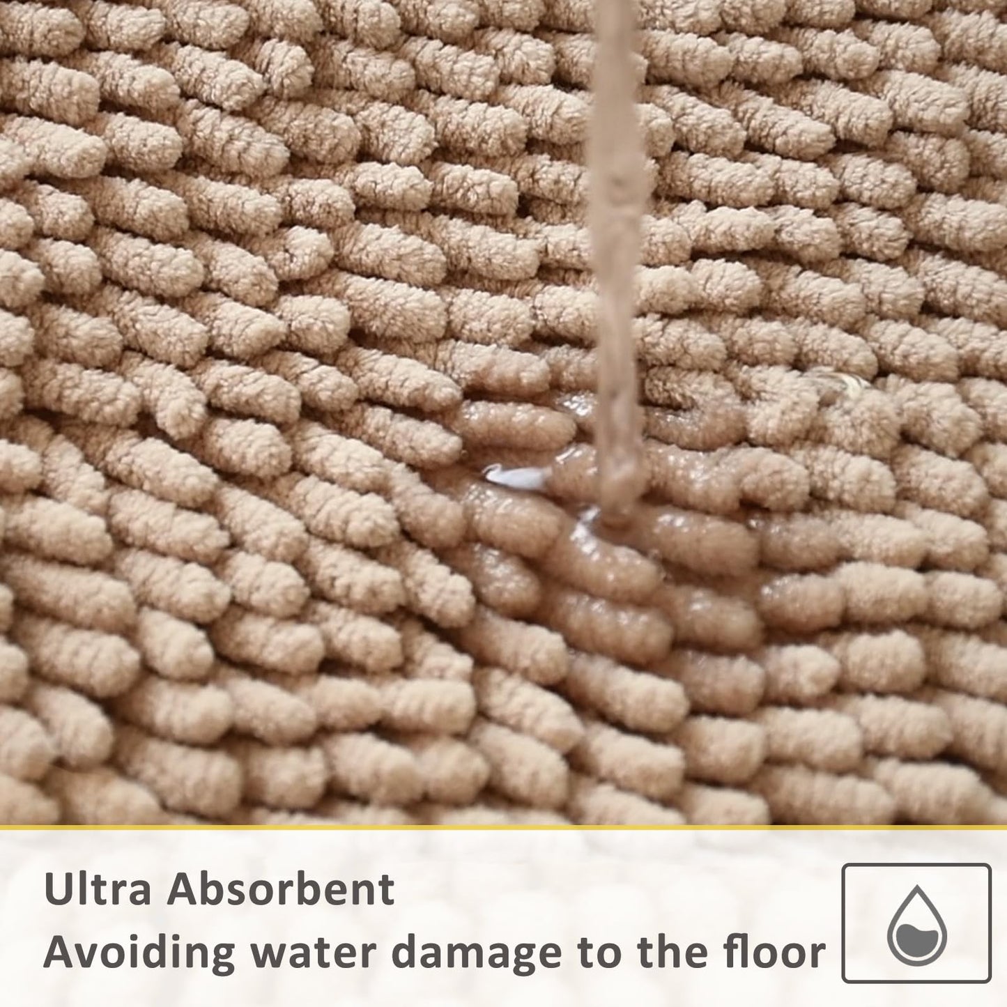Bathroom Rugs Sets 3 Piece,Bath Mats for Bathroom Non Slip, Thick Chenille Bath Rug,Soft and Absorbent Shaggy Bathroom Mat Set, Machine Wash & Quick Dry Durable Carpet for Bath, Kitchen,Beige
