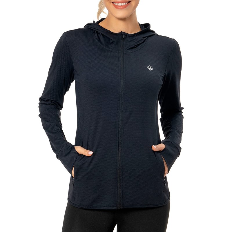 Lightbare Women's UPF 50+ Full Zip Hoodie Jacket Long Sleeve Hooded Sun Shirt with Pockets