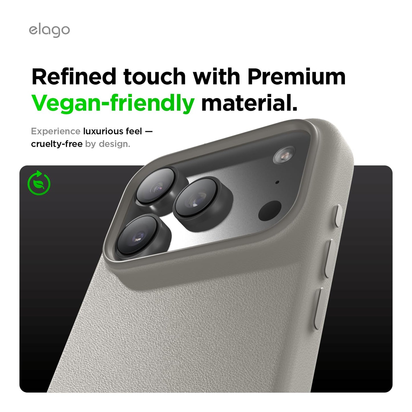 elago Magnetic Leather Case Compatible with iPhone 17 Pro Case, All MagSafe Accessories, 6.3 inch - Built-in Magnets, Durable Vegan Leather, Shockproof, Water-Resistant [Light Grey]