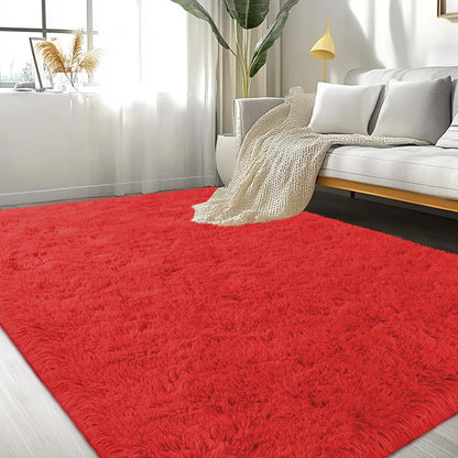 Lairep Large Area Rugs for Living Room Bedroom, 6x9 Feet Red Fluffy Shag Rugs, Ultra Soft Shaggy Plush Fuzzy Modern Indoor Throw Floor Carpet for Kids Girls Boys Dorm Nursery Home Decor Aesthetic