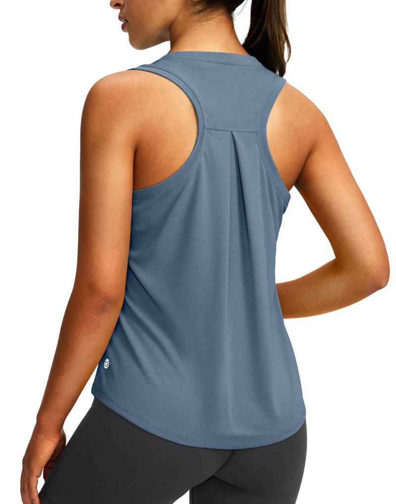 Women's Workout Tops Racerback Athletic Tank Tops Sleeveless Loose Fit Yoga Running Gym Shirts for Women(Slate Blue,M)