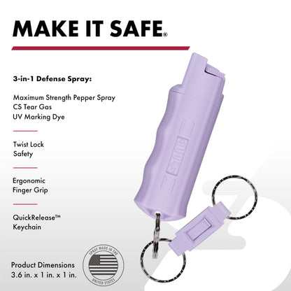 SABRE 3‑in‑1 Defense Pepper Spray with Tear Gas & UV Marking Dye - Twist-Lock Safety, Quick-Release Keychain, Maximum Strength OC for Self Defense, 14-ft Range, 10 Second Spray Time, 0.54 fl oz