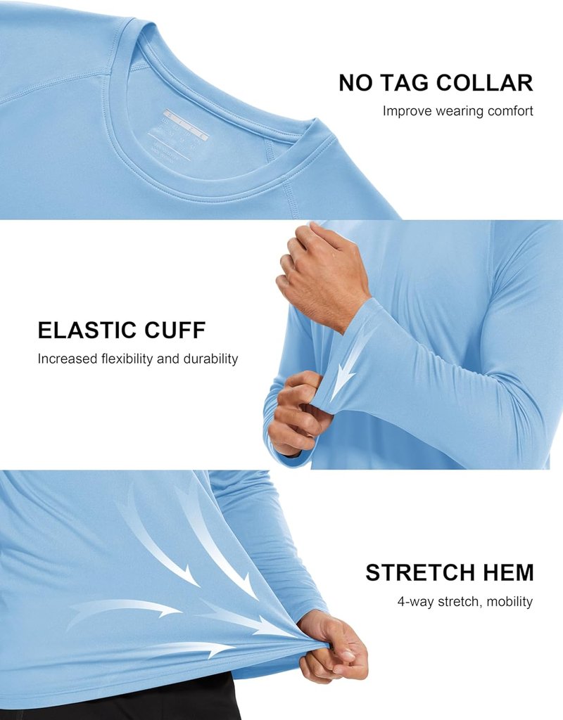 Men's Long Sleeve Athletic Shirts - UPF 50+ UV Sun Protection | Ideal for Hiking, Running & Workouts