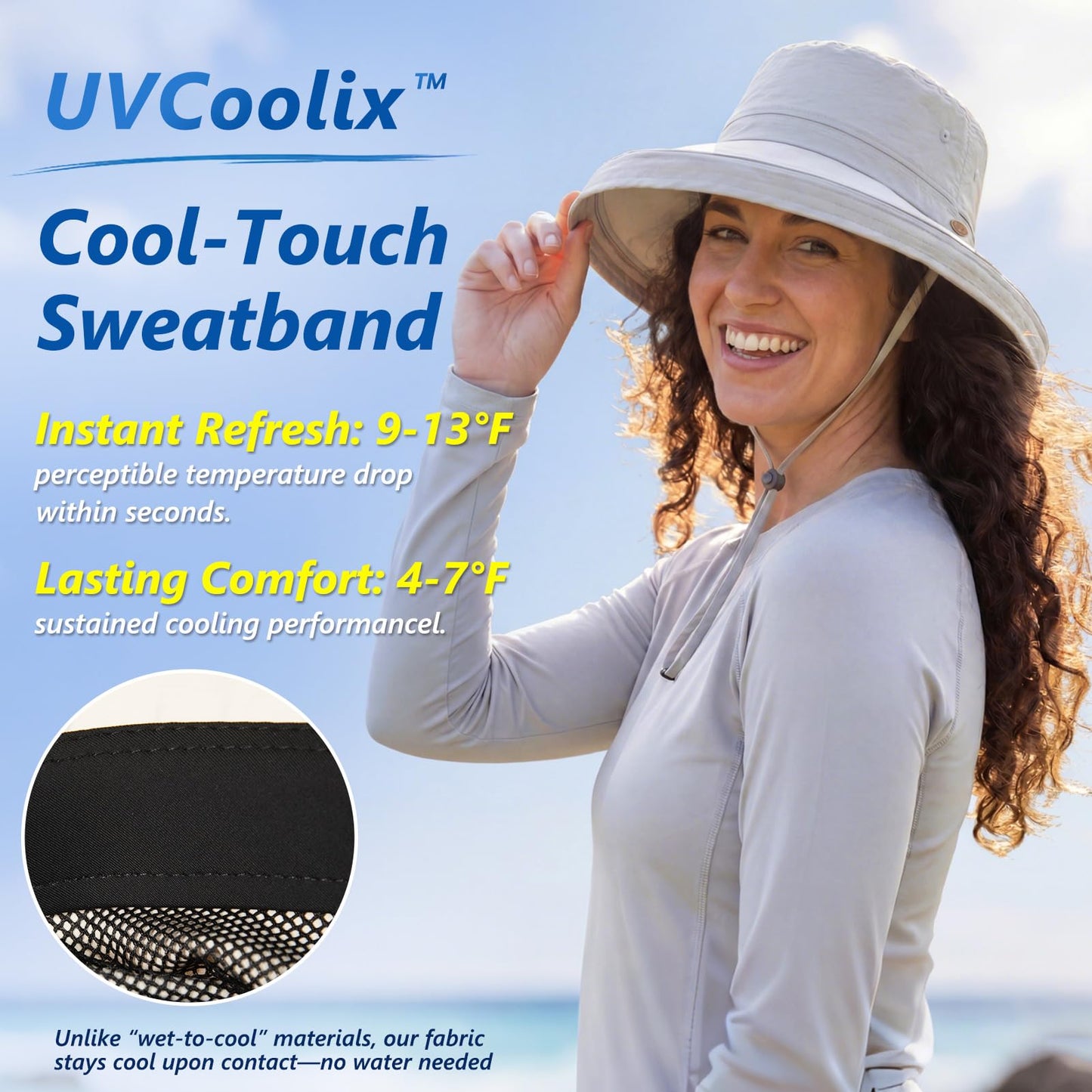 TOP-EX UVCoolix™ Cooling Sun Hat Women Ponytail Hole UPF 50+ Wide Brim Water Resistant Breathable Packable Hiking Beach (US, Alpha, Small, Medium, Green)