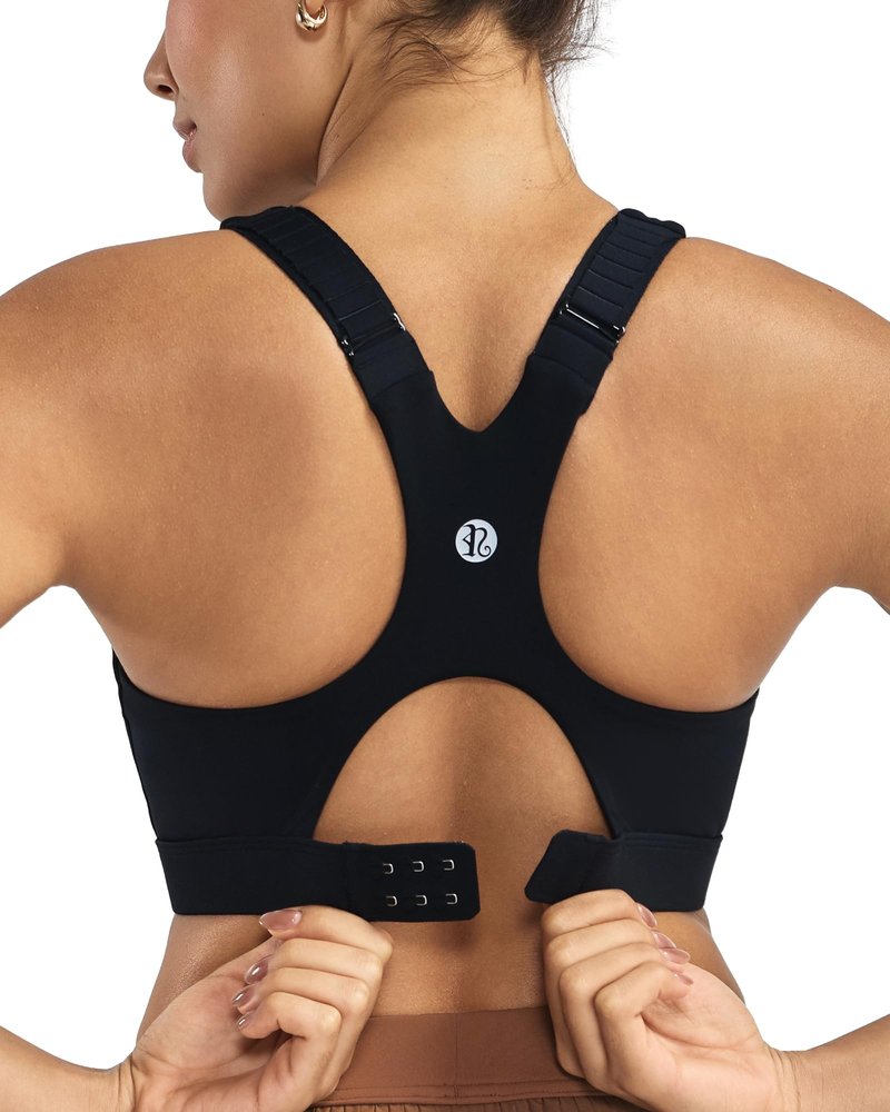 RUNNING GIRL Sports Bras for Women High Support, Adjustable Straps High Impact Racerback Bra with Hook Closure Molded Cup(WX3174Black,L)