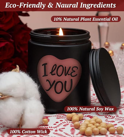 Christmas Candles,Christmas Gifts for Women, Rose Scent Candles, Holiday Candle Gifts for Mom,Perfect for Xmas,New Year,Winter Décor,Over 40 Hours of Burn Time, 100% Soy Wax