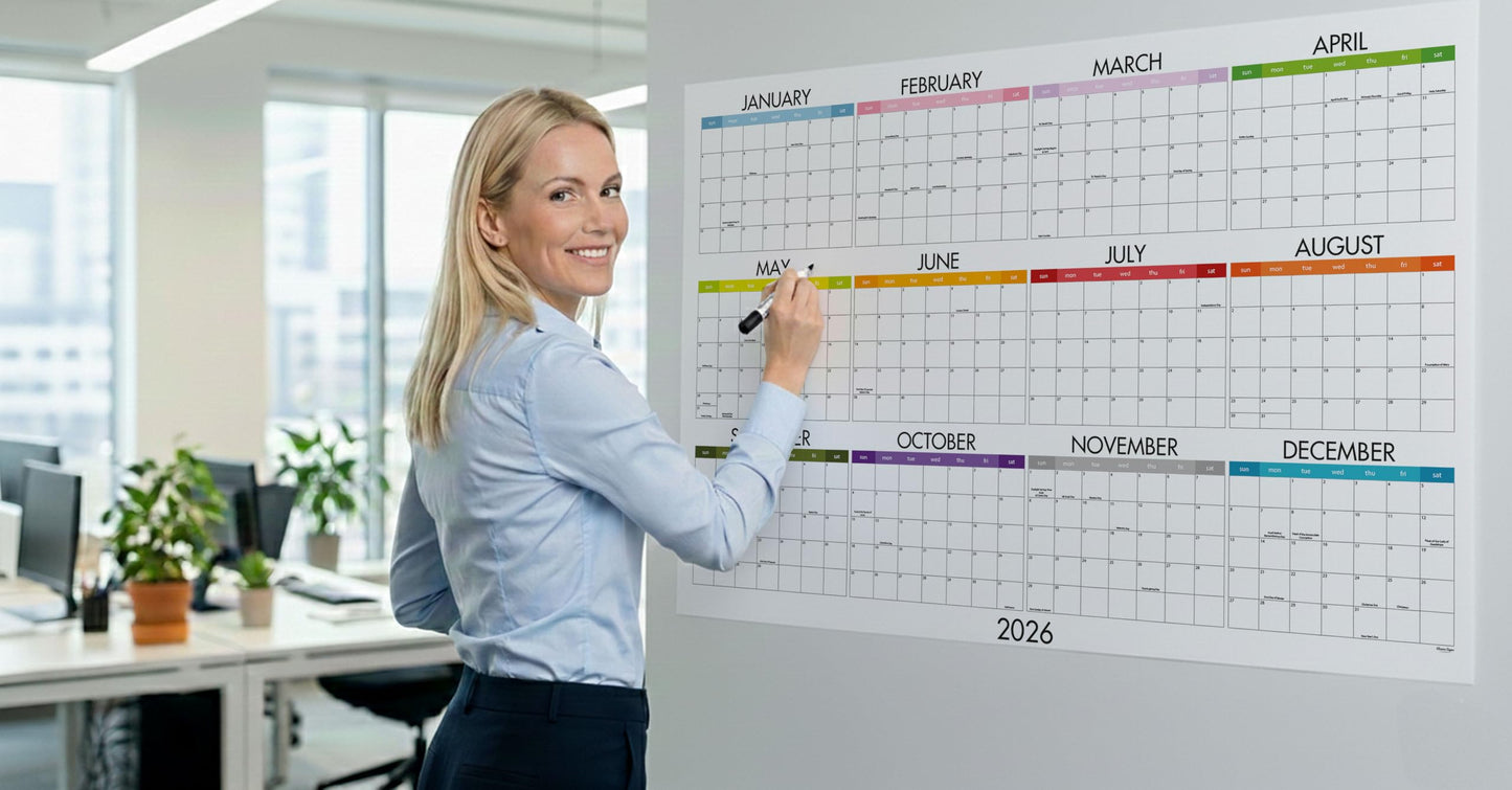 Dry Erase Wall Planner (27×39 in) – Double-Sided Reusable Yearly Planner with Undated Planning Board & 2026 Calendar Reference, Large Laminated Write & Wipe Wall Calendar for Home, Office, Classroom — Rolled Poster.