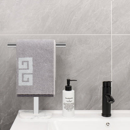 NearMoon T-Shape Hand Towel Holder-Bath Towel Rack-Standing with Balanced Base Towel Bar for Bathroom Kitchen Vanity Countertop, Modern Stand Towel Ring with Marble Base (14 Inch, Brushed Nickel)