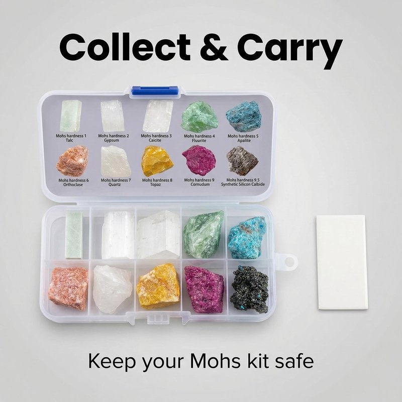 GeLaozee Mohs Hardness Test Kit with 10 Rocks & Porcelain Streak Plate - Complete Geology Mineral Testing Kit for Rock Identification