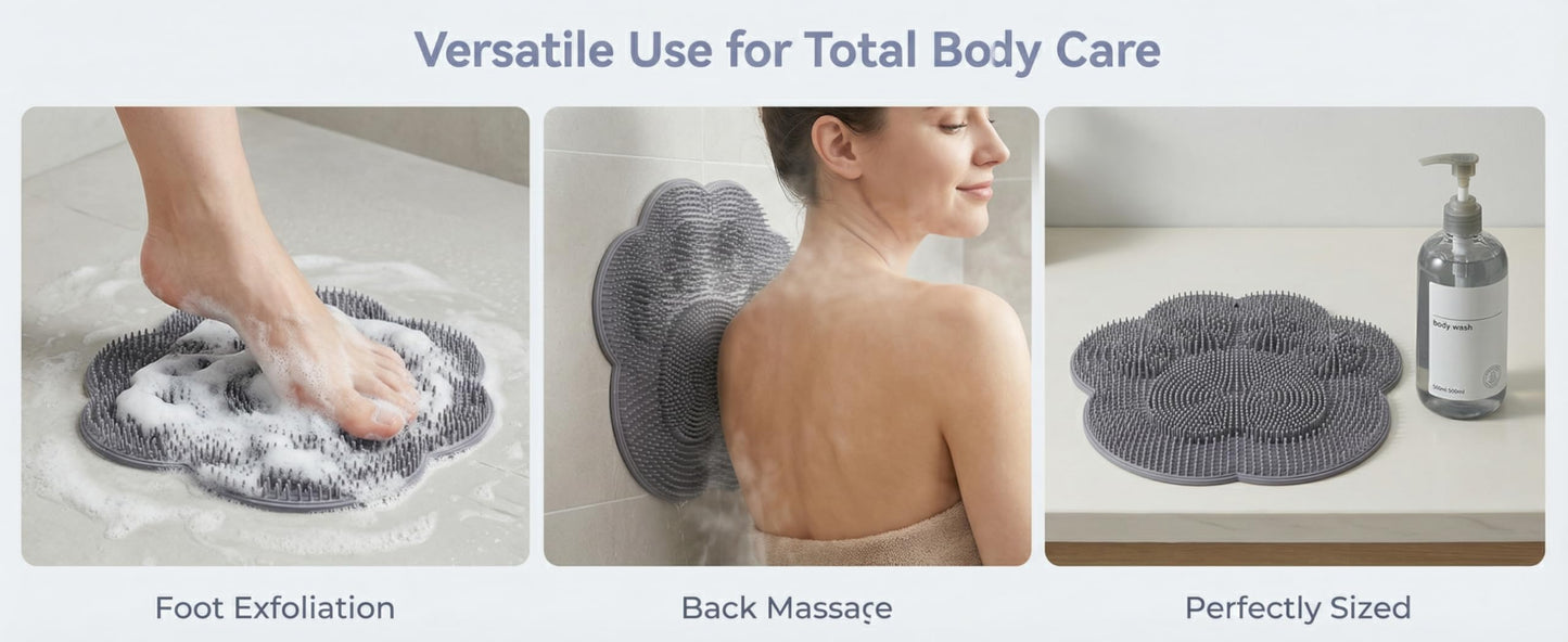 Foot Scrubber Mat for Use in Shower - Shower Foot Cleaner Dead Skin, Foot Massager Spa Mat for Men & Women to Soothe Achy Feet, Non Slip Suction Cups