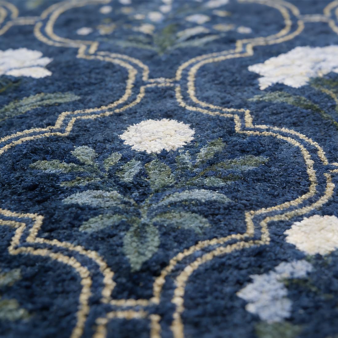 gdmgdr Spring Floral Bathroom Rug 32" x 20" Wild Flowers Bathroom Mat Boho Floral Bath Rug (Oval, Blue)