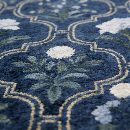 gdmgdr Spring Floral Bathroom Rug 32" x 20" Wild Flowers Bathroom Mat Boho Floral Bath Rug (Oval, Blue)