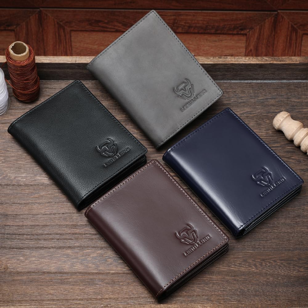 LEBULLBRO Leather Wallet for Mens Bifold Wallet RFID Blocking Large Capacity Purse Credit Card Holder for Men with 15 Card Slots (Coffee)