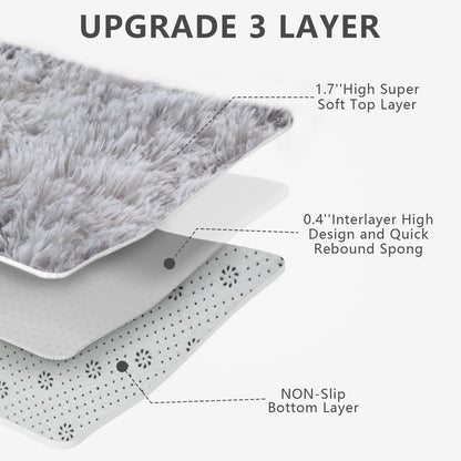 Shag Area Rugs for Bedroom Living Room,8X10 Ultra Soft Fluffy Area Rugs for Dorm, Indoor Carpet Nursery Rugs for Kids Girls Room Home Decor,Tie-Dye Grey