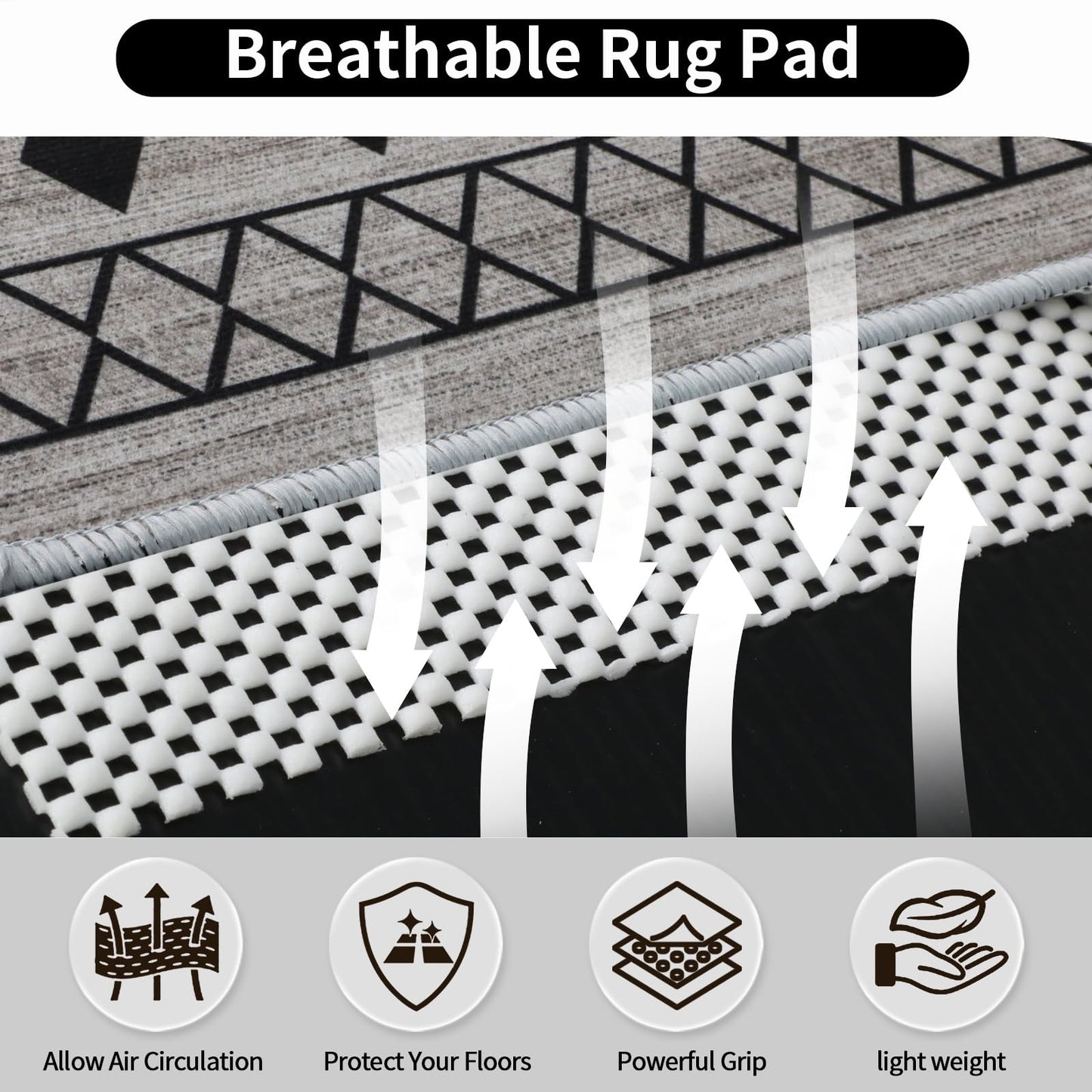 FestiCorp Non Slip Rug Pads 5x7 Ft Non Skid Rug Pad Gripper, Anti-Slip Carpet Rug Mats for Under Rugs and Hard Surface Floors