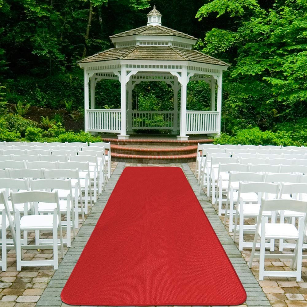 House, Home and More Red Carpet Aisle Runner (3 Ft x 10 Ft) - Real Indoor/Outdoor Event Rug, Slip-Resistant Rubber Backing, Bound Edges, Low Pile - for Weddings, Proms, Hollywood Parties & Ceremonies