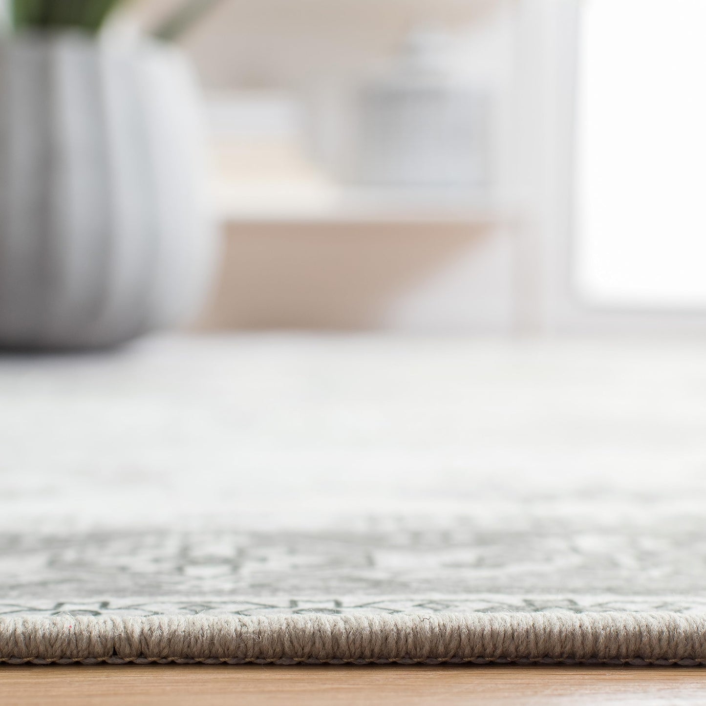 SAFAVIEH Washable Rug Tucson Collection - 4' x 6', Dark Sage & Ivory, Slip Resistant & Easy to Clean, Ideal for Foyer, Kitchen, Nursery, Office, Bedroom (TSN102F)