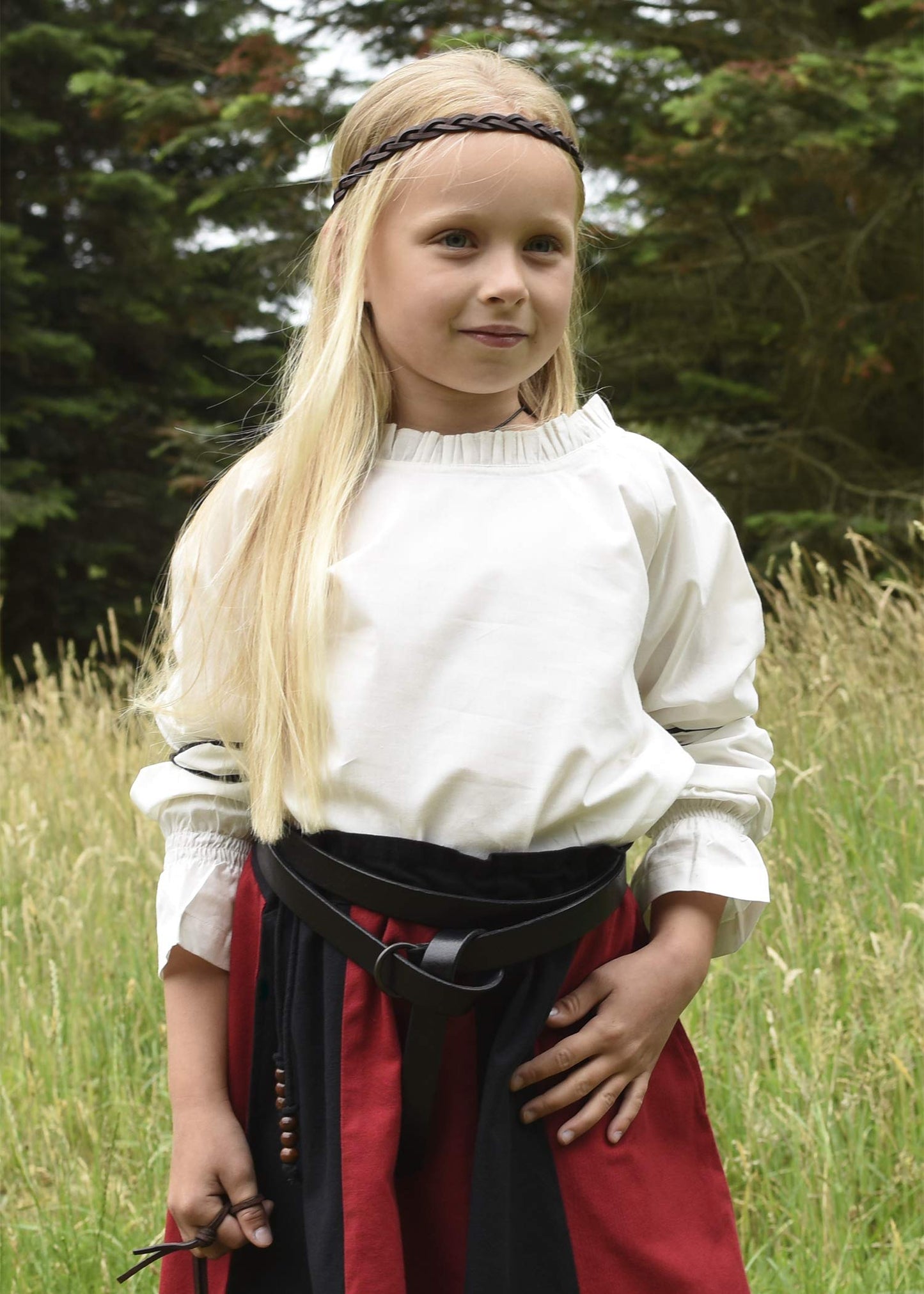 Battle-Merchant Medieval Leather Long Belt with Brass Ring – Long Viking Renaissance LARP Belt in (Black, 59)