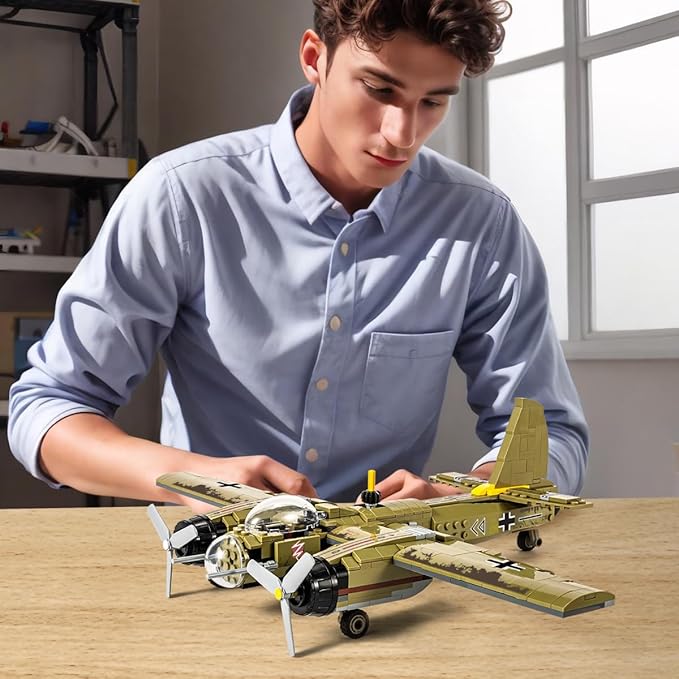 DAHONPA JU88 Bomber Plane Junker Aircraft Building Set [430pcs+] Classic German Fighter Models Perfect for Holiday Gifts and Military Displays