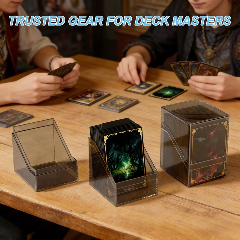 Mlikero Card Deck Cases, 6 Pack Acrylic Commander Deck Box Holding 100+ Sleeved Cards with 6 Dividers, Sturdy Card Storage Box Fit for MTG, TCG, Sports Cards (Black)