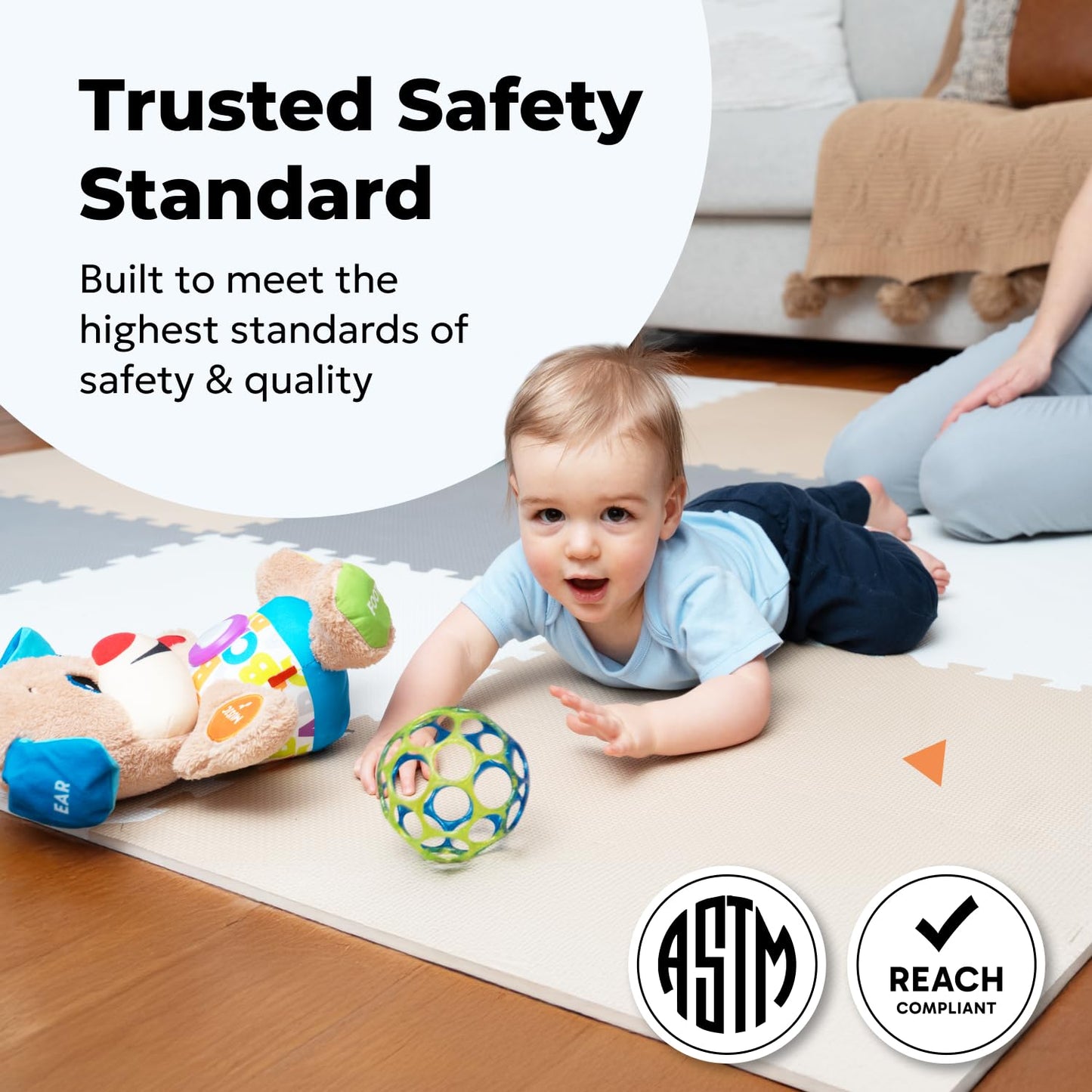 MioTetto Baby Play Mat, Soft Foam Floor Tiles for Kids. Adjustable Interlocking Foam Tiles, Fits with 74x74 Playpen Baby mat for Crawling & Development, Safe & Non-Toxic Playmat for Babies 6-12 Months