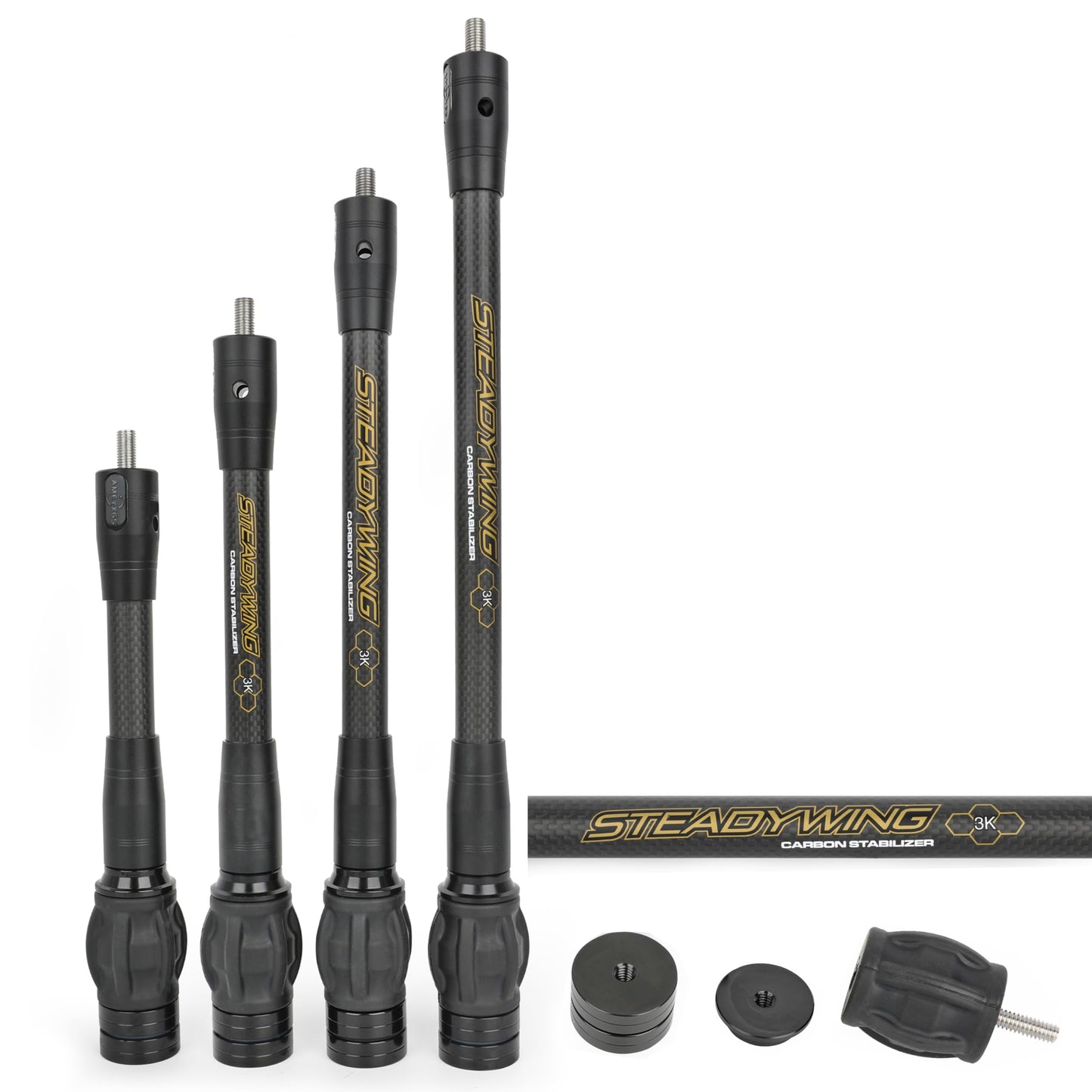 ZSHJGJR Archery Bow Stabilizer 6" 8" 10" 12" 15" for Compound Bow, Carbon Fiber Body Flexible Core, Damping System and Weights Kit (6 Inch)